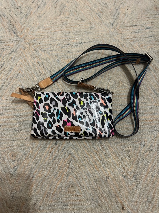 Consuela￼ Handbags - Bright Leopard Crossbody Bag with Striped Strap